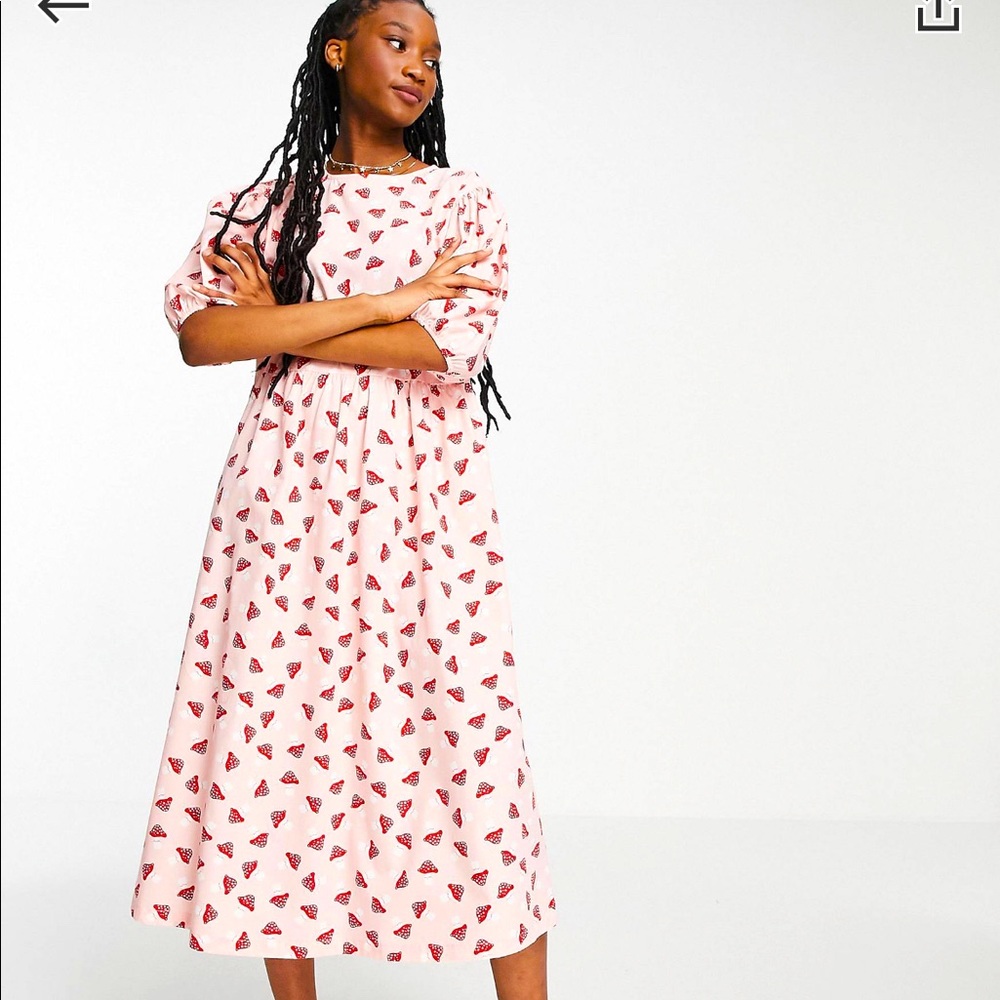 Monki mushroom-printed midi dress